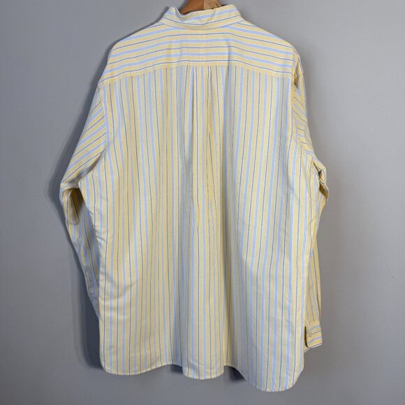 Ralph Lauren Long Sleeve Striped Button Down Shirt Men's XL Yellow Classic Fit - Picture 9 of 14